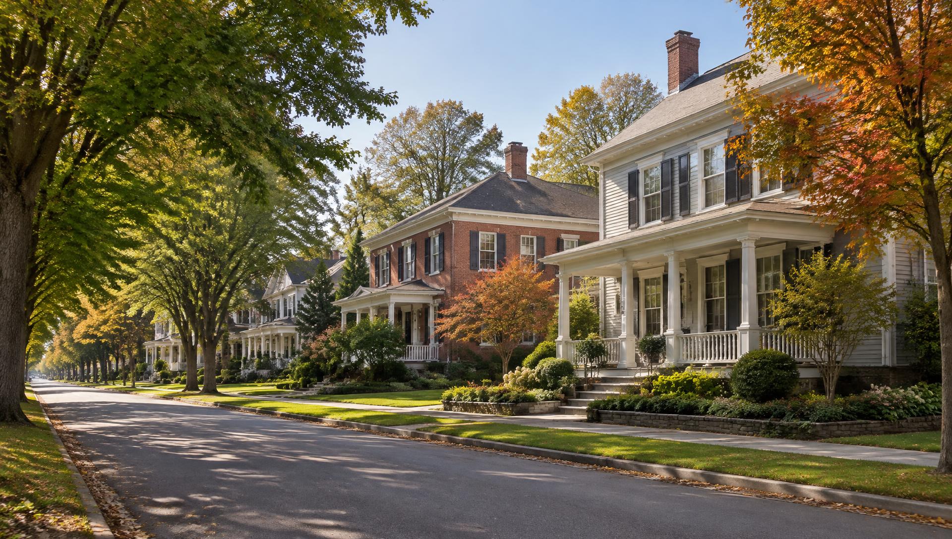 An inviting residential neighborhood in autumn